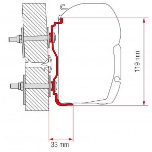Adaptér na uchycení markýzy Fiamma F45 a F70 delky 400 cm na stěnu Hymer (2016-) 306053