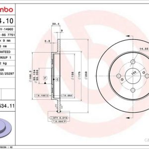 Brzdový kotouč BREMBO 08.A534.10 Brzdový kotouč BREMBO 08.A534.10