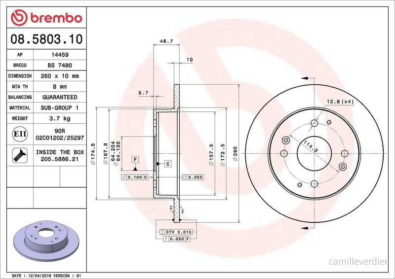 Brzdový kotouč BREMBO 08.5803.10