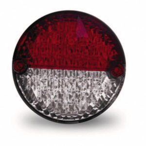 Svítidlo zadní LED kombinované Jokon (směrové, brzdové a koncové), průměr 95 mm, červená/klar, 12V, 500mm kabel 302972