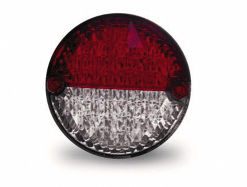 Svítidlo zadní LED kombinované Jokon (směrové, brzdové a koncové), průměr 95 mm, červená/klar, 12V, 500mm kabel 302972