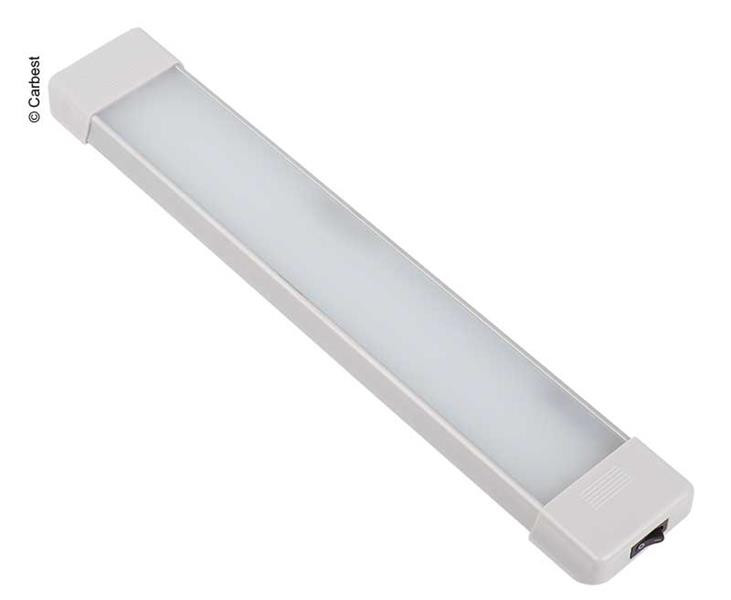 Svítidlo přisazené LED liniové délka 370 mm hliníkové tělo s vypínačem 12 V / 24 V 11 W 979 lm teplá bílá 3000 K krytí IP65 pro karavany a obytná auta 303121