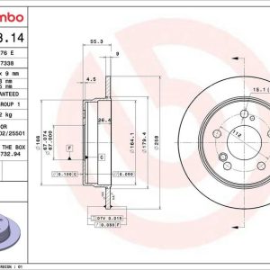 Brzdový kotouč BREMBO 08.4738.14 Brzdový kotouč BREMBO 08.4738.14