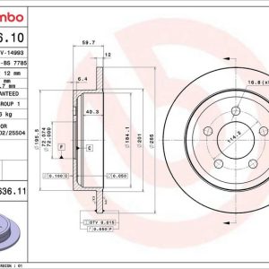 Brzdový kotouč BREMBO 08.A636.10 Brzdový kotouč BREMBO 08.A636.10