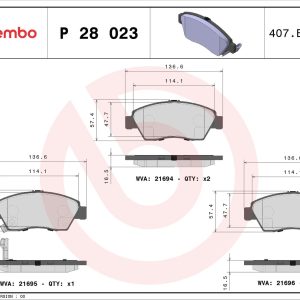 BRE P28 023 Sada brzdových desticek Brembo