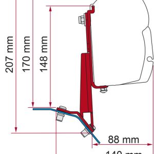 Adaptér markýzy Fiamma F35pro a F45 pro Ford Custom RHD (Deep Black, 2 ks / 12 cm) 313982