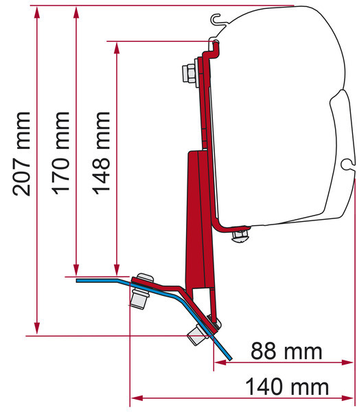 Adaptér markýzy Fiamma F35pro a F45 pro Ford Custom RHD (Deep Black, 2 ks / 12 cm) 313982