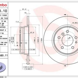 Brzdový kotouč BREMBO 08.5580.10 Brzdový kotouč BREMBO 08.5580.10