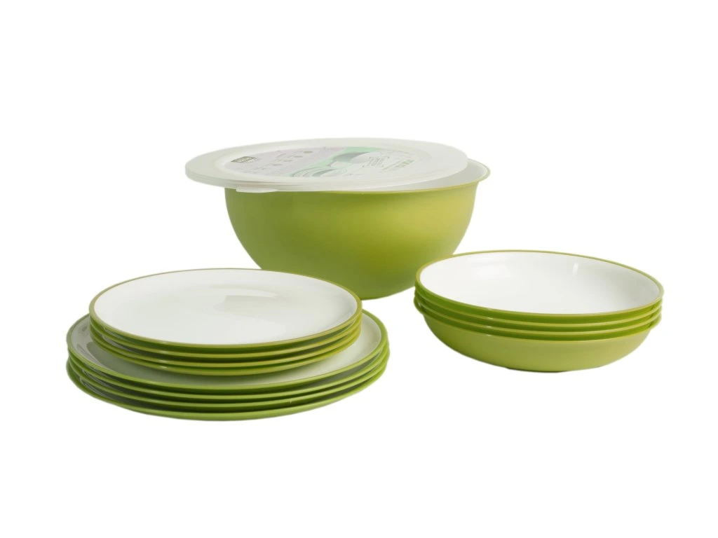 Set plastového nerozbitného nádobí Omada Sanaliving 14ks VerdeMela zelená 311937