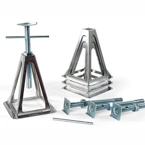 Kozlíky podpěrné hliníkové Fiamma Alu Jacks (sada 4 ks, výškově stavitelné 28–43 cm, nosnost 1 000 kg/ks, leštěný hliník) 314684