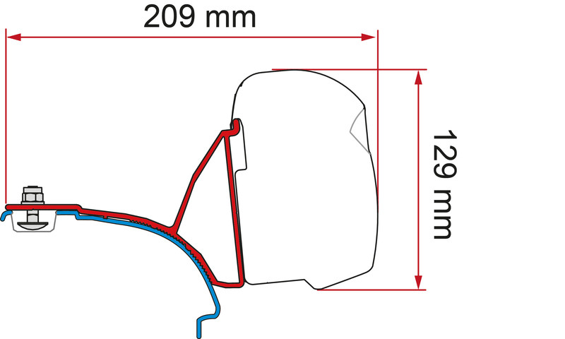Sada montážních adaptérů pro markýzu Fiamma F43van pro VW T5/T6/T6.1 Multivan / California s C-lištou (2dílná sada, pravostranné řízení / RHD, Deep Black) 314044