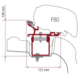 Adaptér na uchycení markýzy Fiamma F65eagle a F80S do delky 320 cm na střechu bez střešní kolejnice VW Crafter/Man TGE L3/H3 (2017-) černý 305950