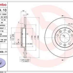Brzdový kotouč BREMBO 08.C309.11 Brzdový kotouč BREMBO 08.C309.11