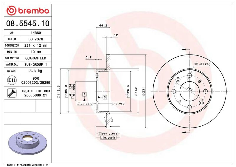 Brzdový kotouč BREMBO 08.5545.10