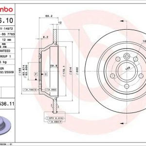 Brzdový kotouč BREMBO 08.A536.10 Brzdový kotouč BREMBO 08.A536.10