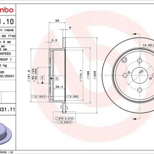 Brzdový kotouč BREMBO 08.A331.10 Brzdový kotouč BREMBO 08.A331.10