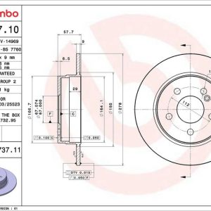 Brzdový kotouč BREMBO 08.A737.11 Brzdový kotouč BREMBO 08.A737.11