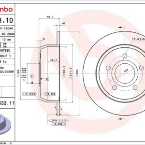 Brzdový kotouč BREMBO 08.A533.11 Brzdový kotouč BREMBO 08.A533.11