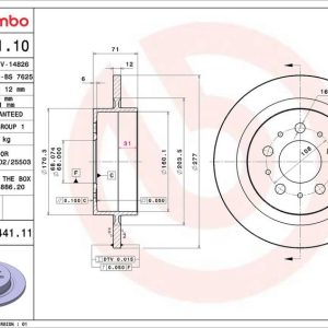 Brzdový kotouč BREMBO 08.9441.11 Brzdový kotouč BREMBO 08.9441.11