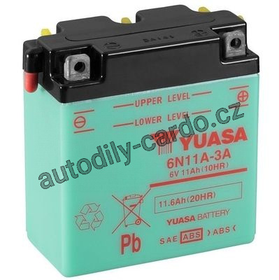 Motobaterie YUASA 6N11A-3A 11Ah 6V P+ /122x62x131/ Motobaterie YUASA 6N11A-3A 11Ah 6V P+ /122x62x131/