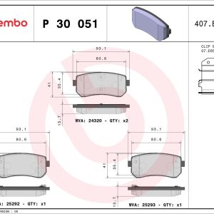 BRE P30 051 Sada brzdových destiček BREMBO PRIME 483988