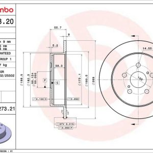 Brzdový kotouč BREMBO 08.A273.21 Brzdový kotouč BREMBO 08.A273.21