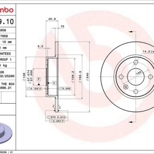 Brzdový kotouč BREMBO 08.9739.10 Brzdový kotouč BREMBO 08.9739.10