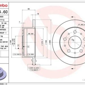 Brzdový kotouč BREMBO 08.8094.60 Brzdový kotouč BREMBO 08.8094.60