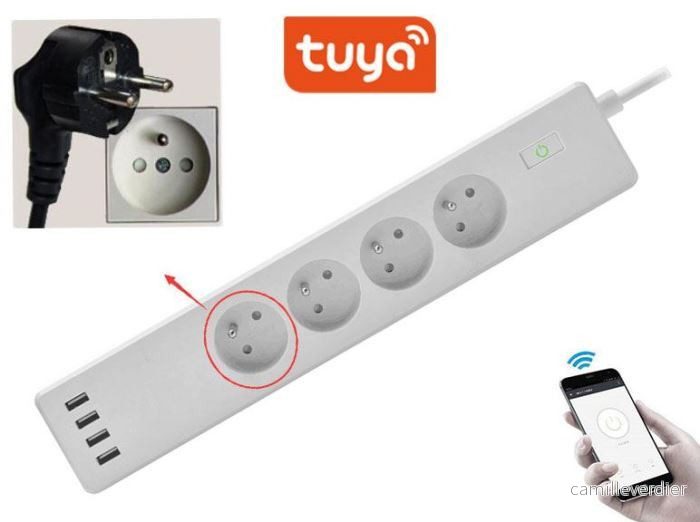 Kabel prodlužovací 1,8m 4xzásuvka chytrá, 4xUSB TUYA WIFI 742489