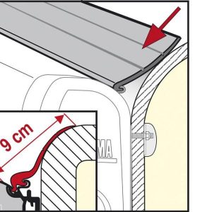 Těsnění mezery markýzy Fiamma Rain Guard L délka 550 cm pro odsazení do 9 cm 306337