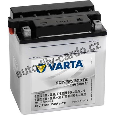 Moto baterie VARTA VT 511012 11Ah 90A 12V P+ Y6 FUNSTART FRESHPACK /136x91x146/ 12N10-3A / YB10L-A2 Moto baterie VARTA VT 511012 11Ah 90A 12V P+ Y6 FUNSTART FRESHPACK /136x91x146/ 12N10-3A / YB10L-A2