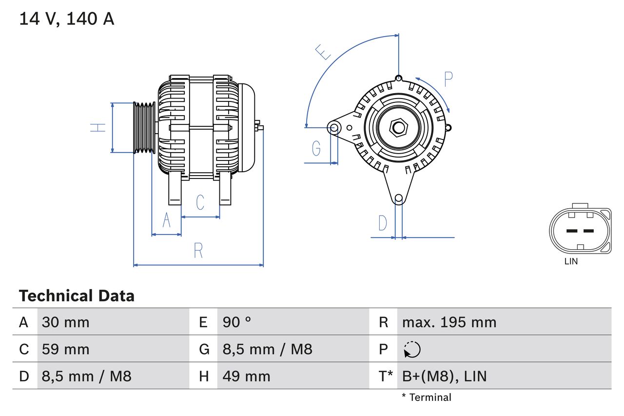 BO 0986082250 Alternátor BOSCH-výměnný díl